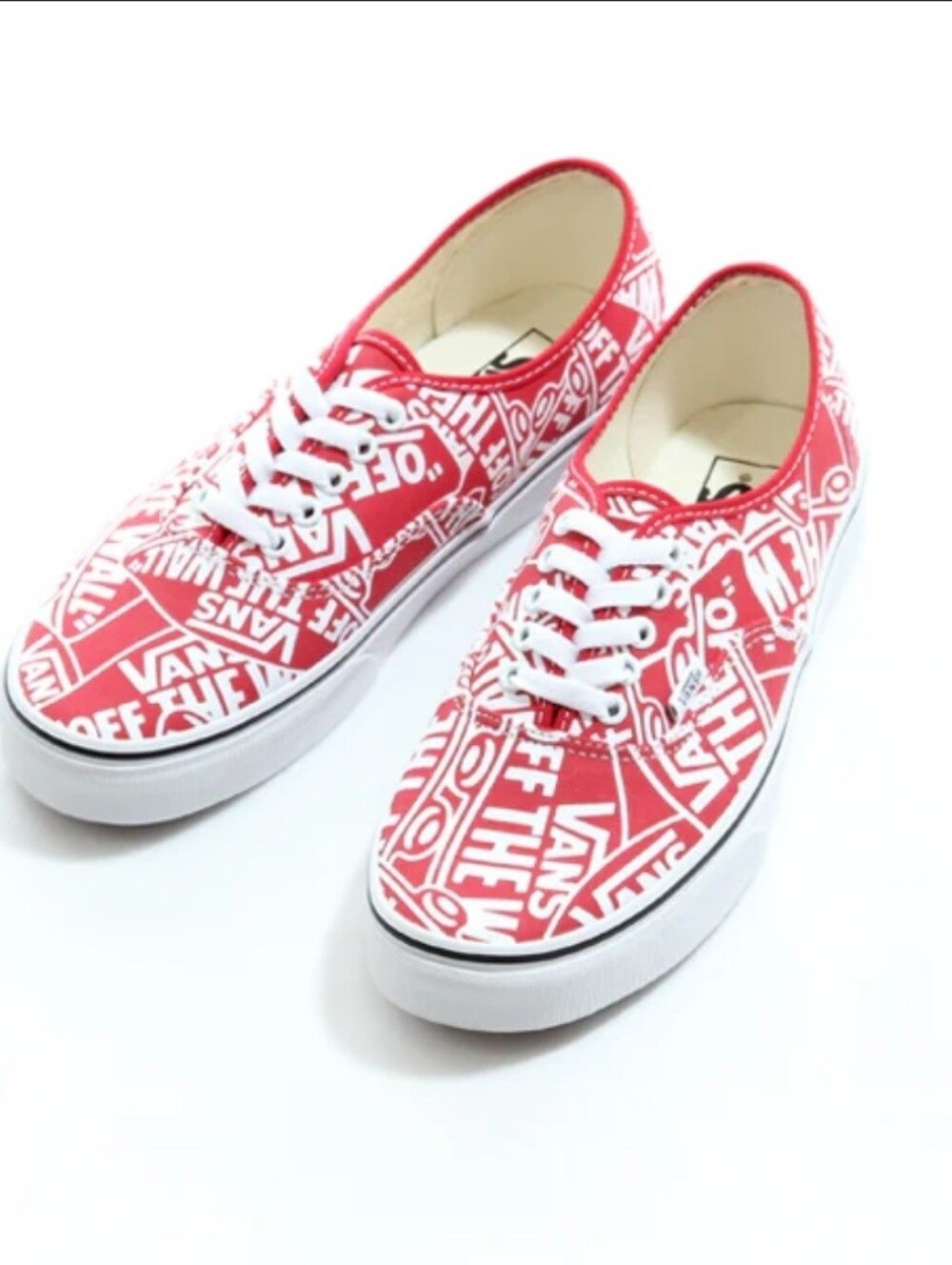 Vans Classic Skateboarding Repeat Red Logo / True White Low Sneakers Women's 9